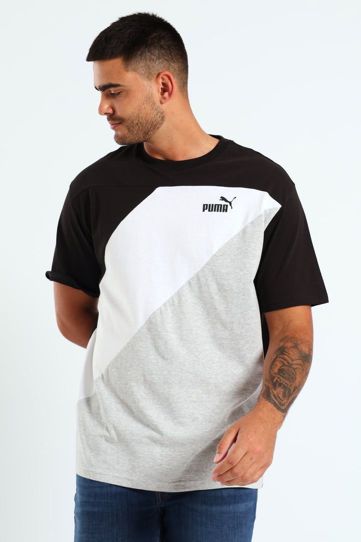 Power Colourblock Tee - Black