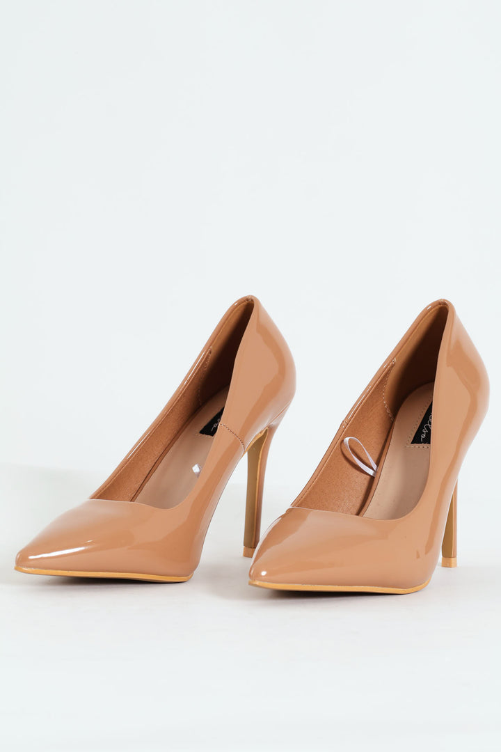 Patent Pointy Heel - Nude