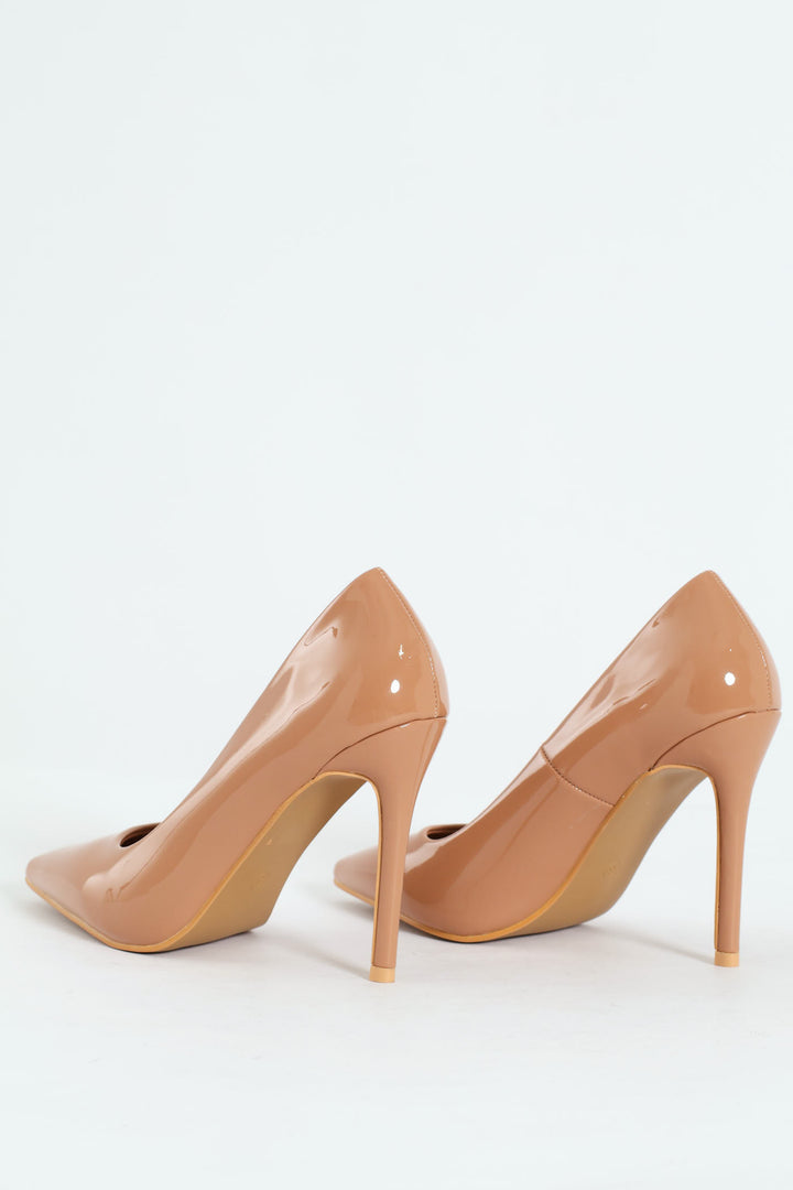 Patent Pointy Heel - Nude