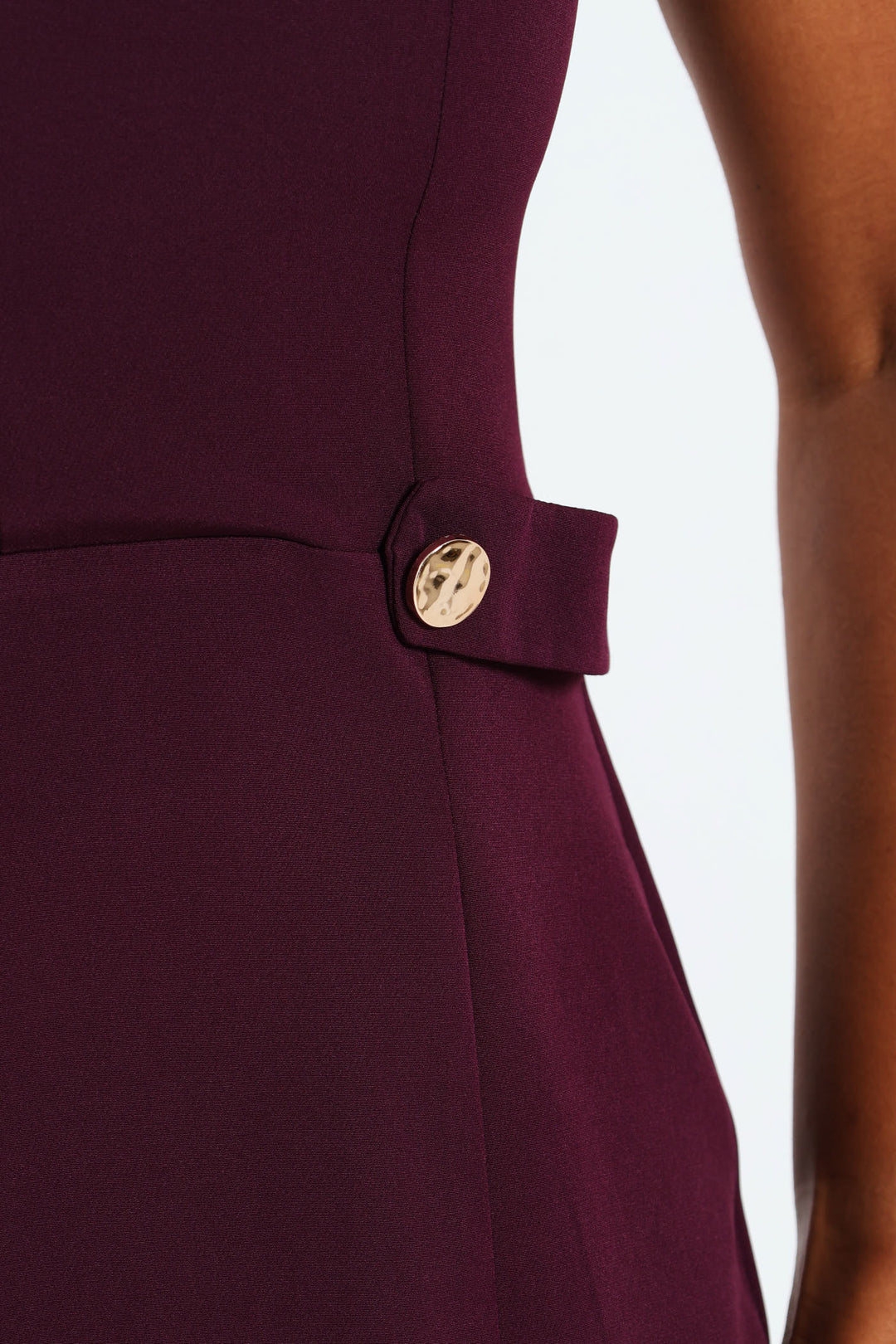 V-Neck Notch Side Tab Pencil Dress - Plum