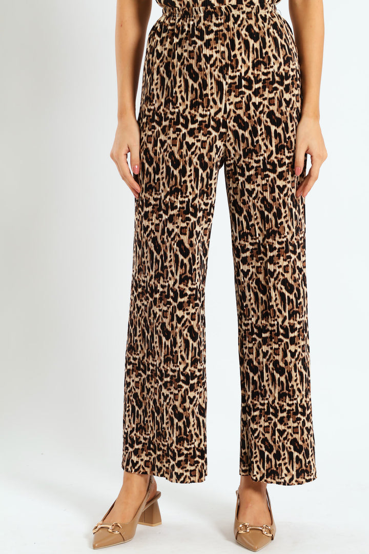 Plisse Wideleg Pant - Animal