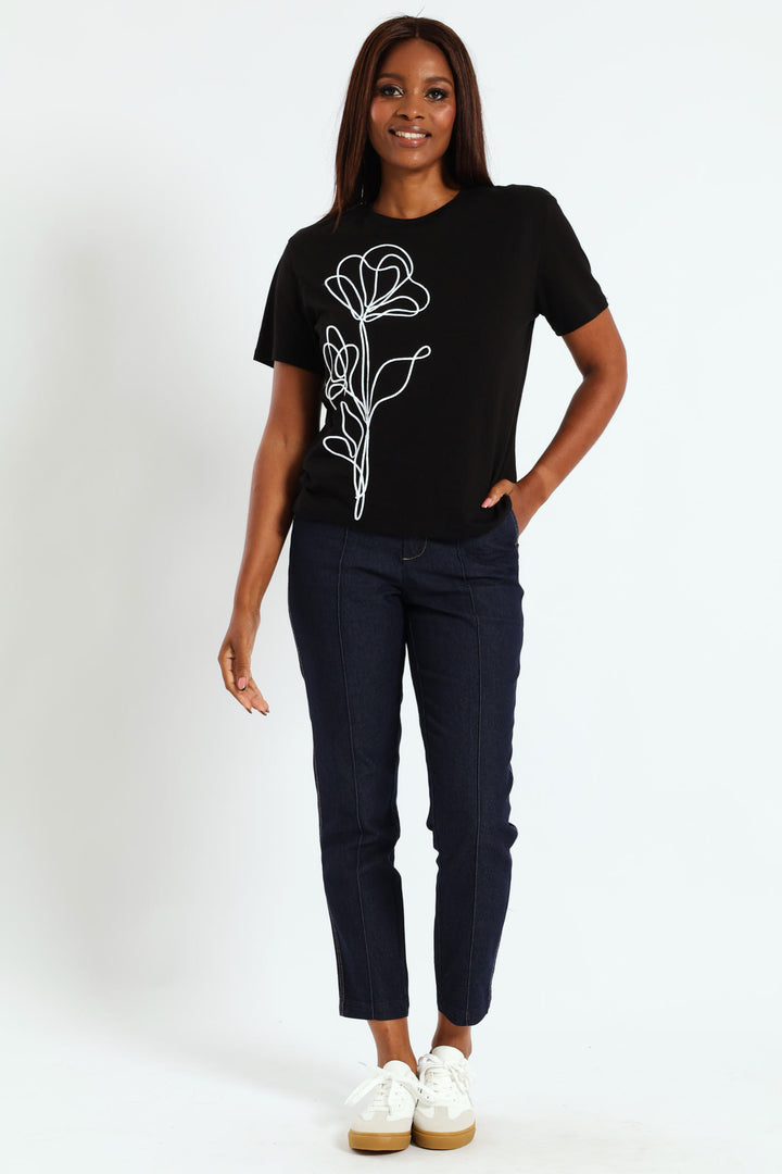 Cornelli Flower Tee - Black