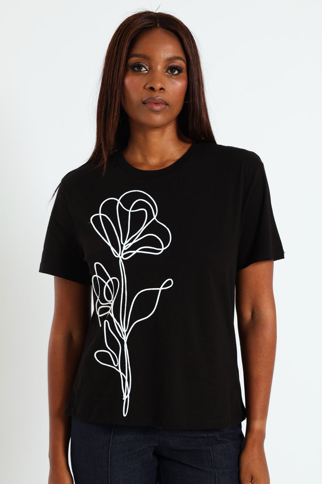 Cornelli Flower Tee - Black