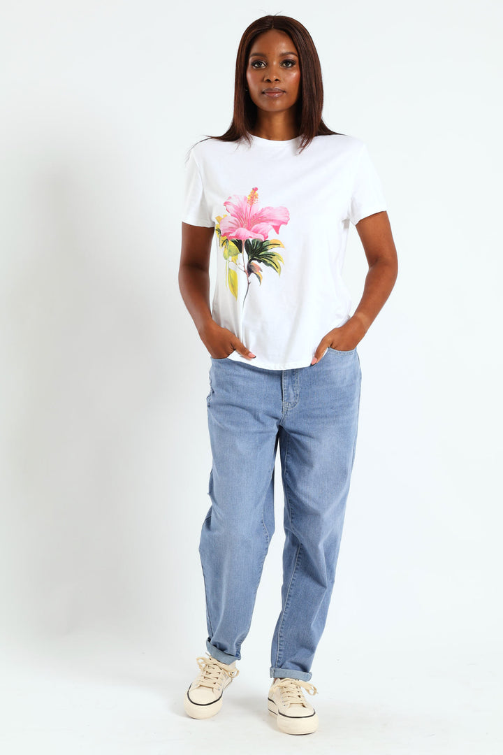 Hibiscus Sequin Tee - White