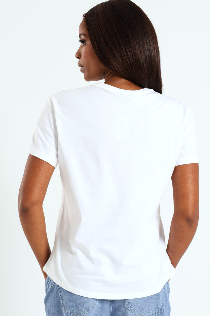 Hibiscus Sequin Tee - White