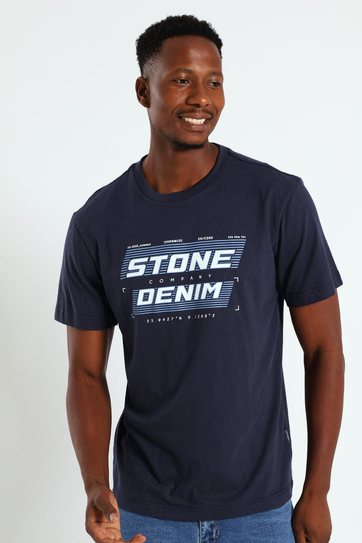 Stone Dnmco Print Tee - Navy