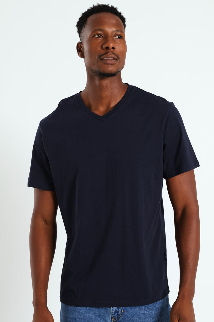 Basic V-Neck Tee - Navy