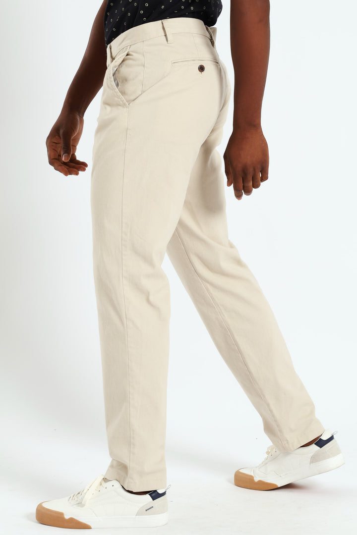 Slim Fit Chino Trousers - Stone