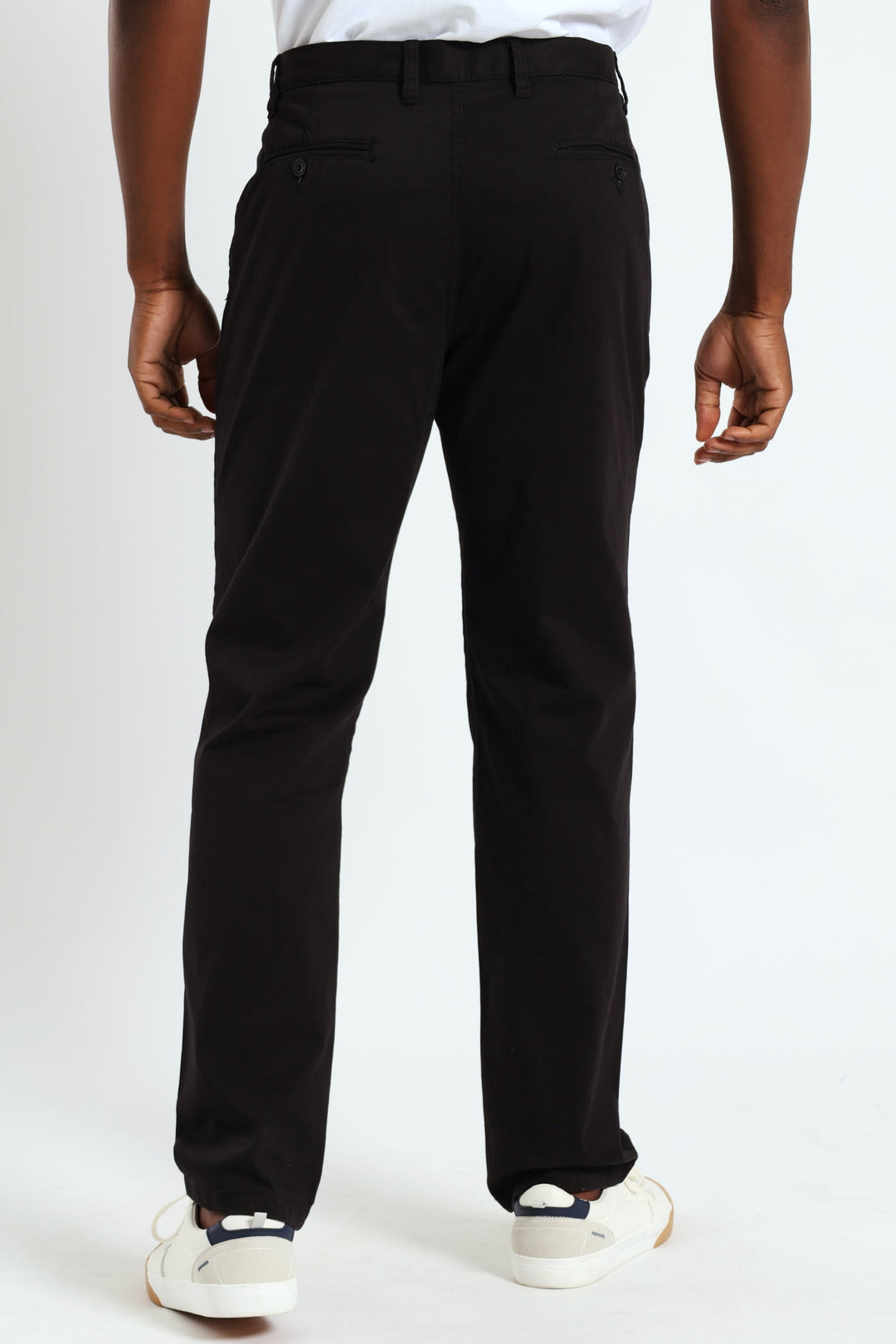 Basic Straight Stretch Chino Trousers - Black