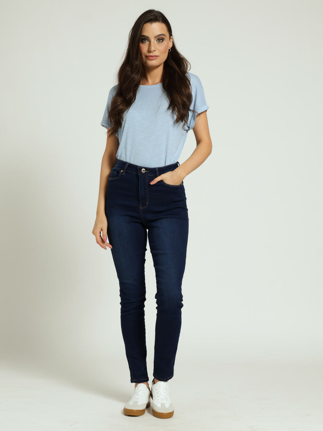 High Waist Skinny Denim Jean - Dark Wash Ink