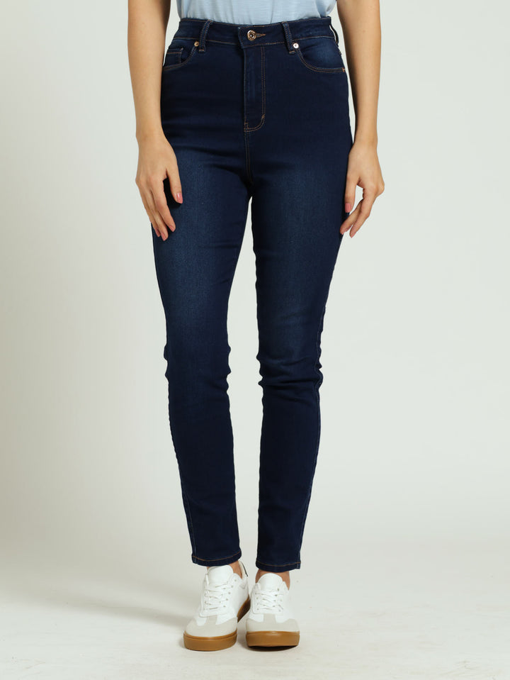 High Waist Skinny Denim Jean - Dark Wash Ink