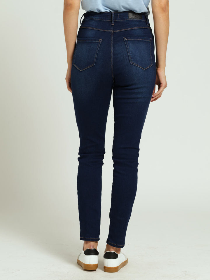 High Waist Skinny Denim Jean - Dark Wash Ink