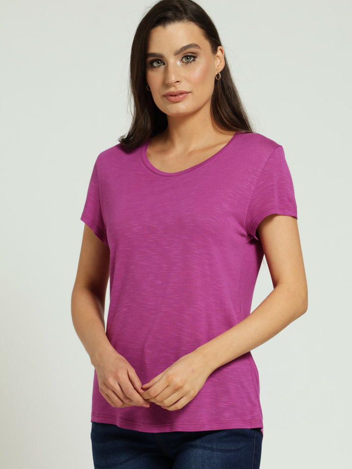 Hi-Lo Slouchy Tee - Magenta