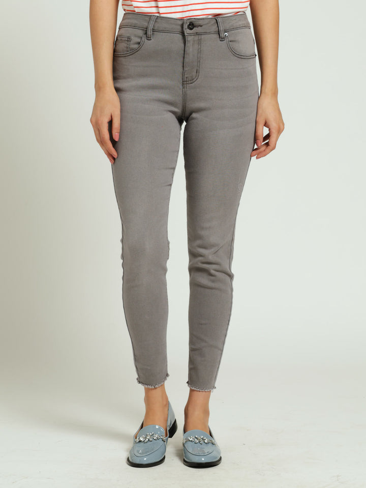 Anklegrazer Skinny Denim Jean - Light Grey