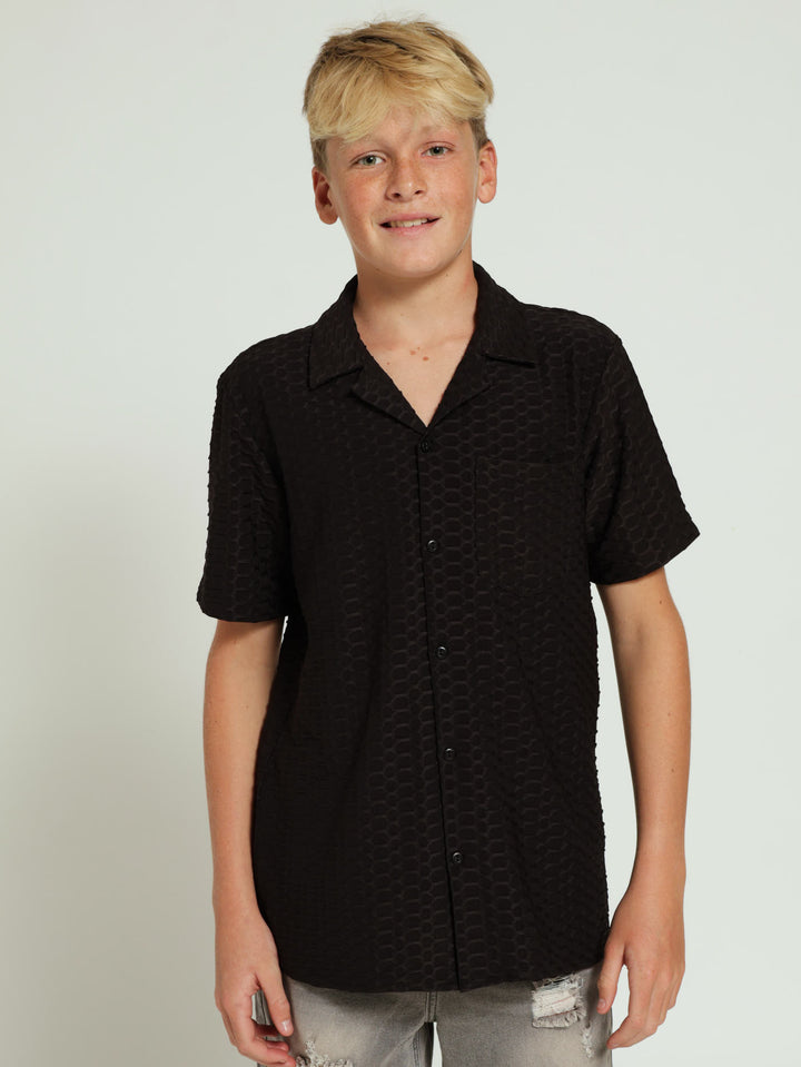 Boys Jacquard Shirt - Black