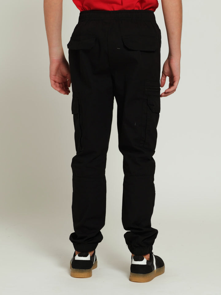 Boys Parachute Zip Pants - Black