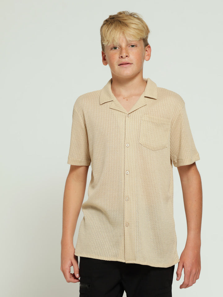 Boys Textured Shirt - Dark Stone