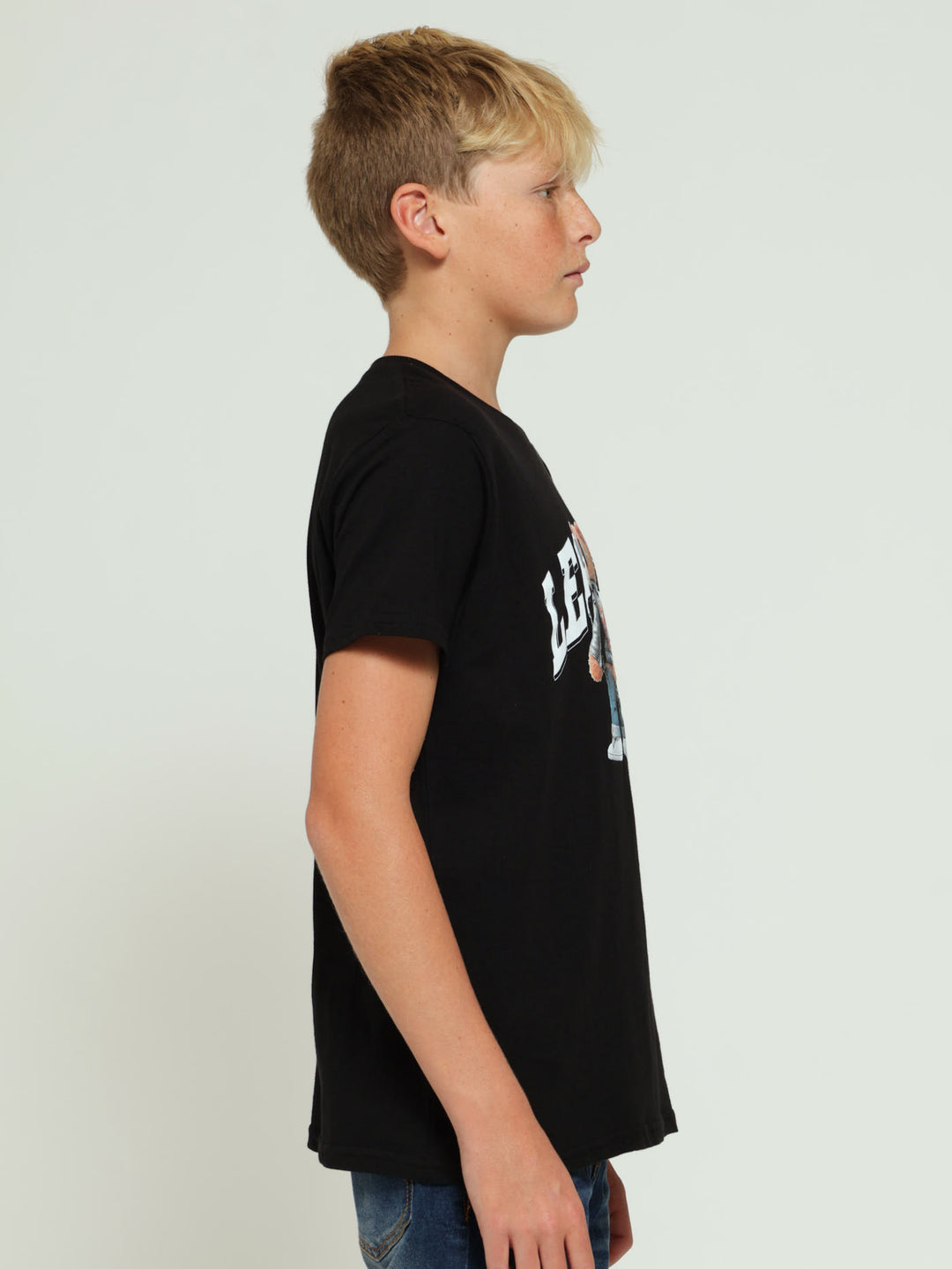 Boys Teddy Print Tee - Black