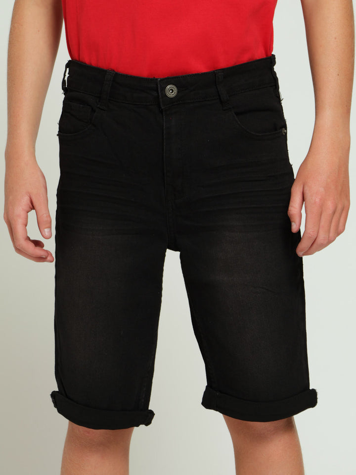 Boys Denim Walk Shorts - Black