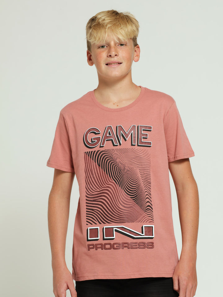 Boys Game Print Tee - Pink