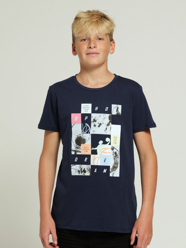 Boys Basket Ball Tee - Navy