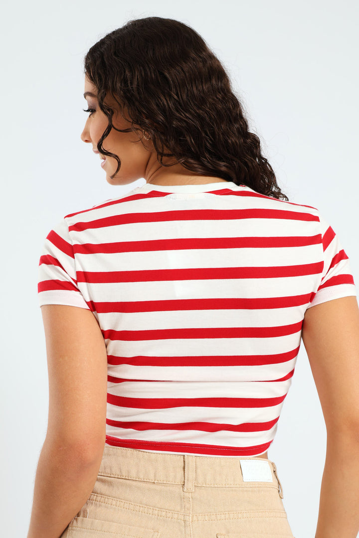 Yarn Dye Stripe Tee - Red