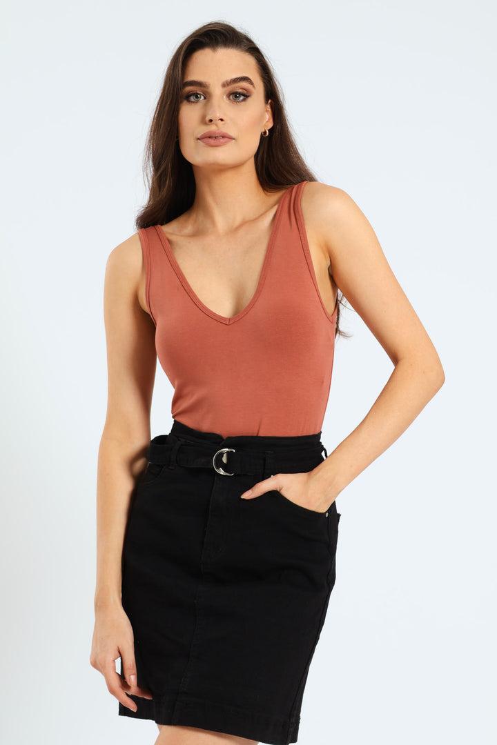 V-Neck Bodysuit - Copper