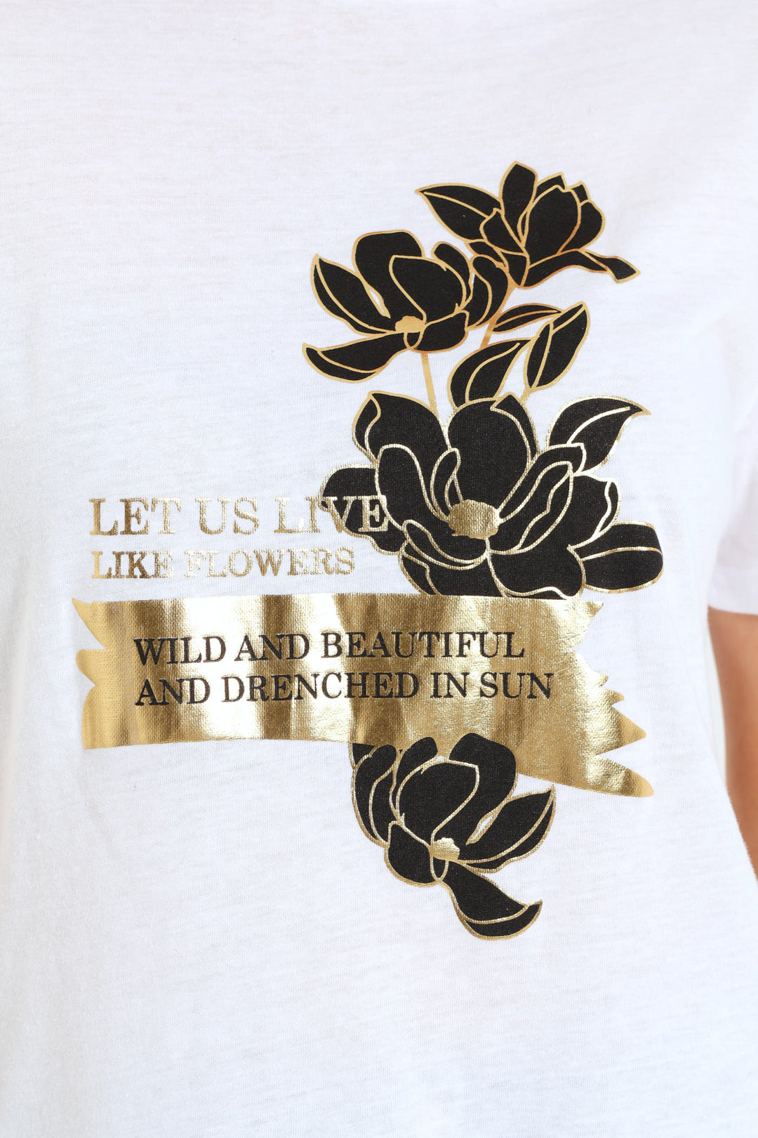 Floral Let Us Live Foil Tee - White