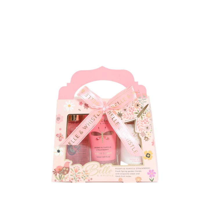 Belle & Whistle Peony & Vanilla Strawberry Bath Set