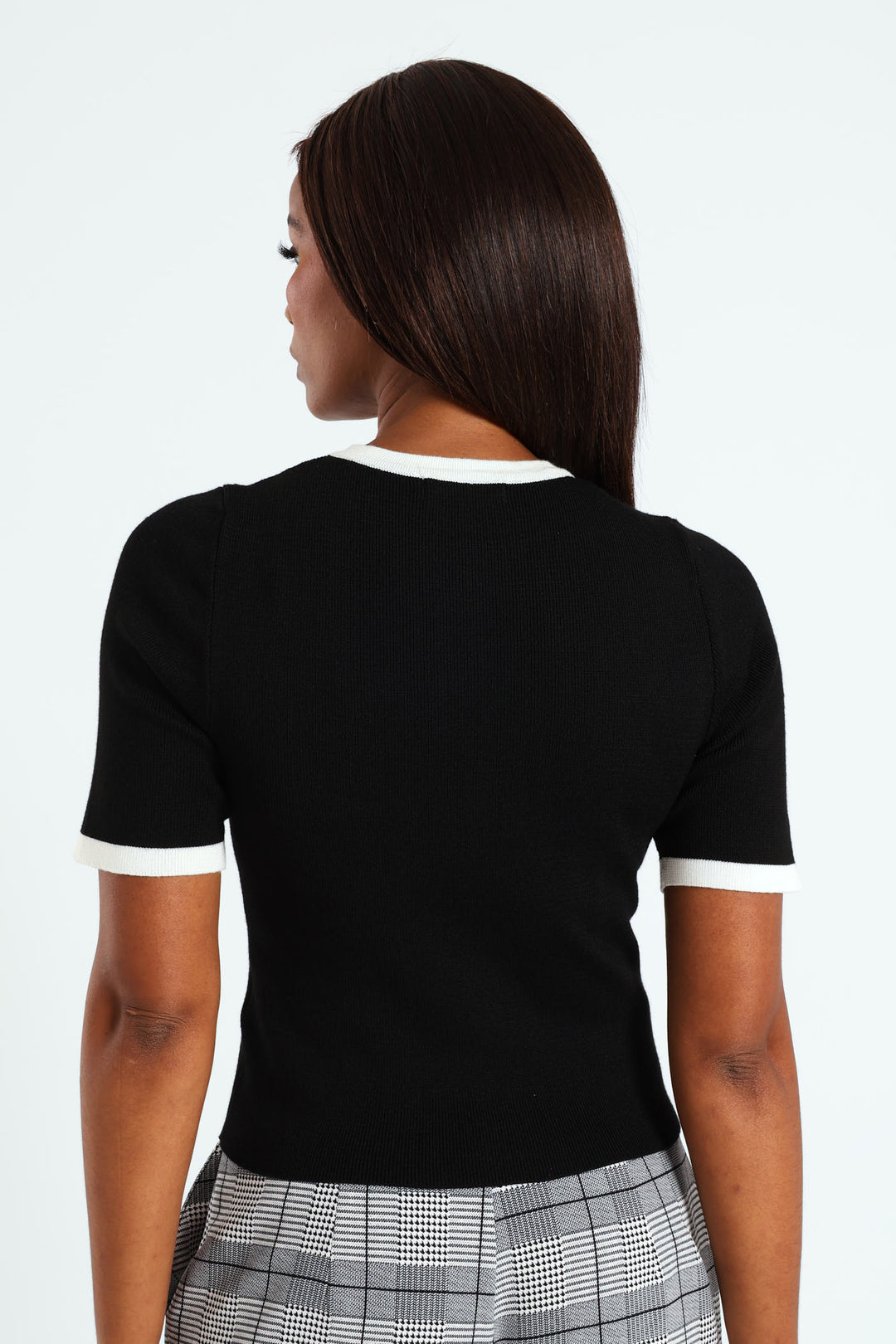 Tipped Pullover Top - Black