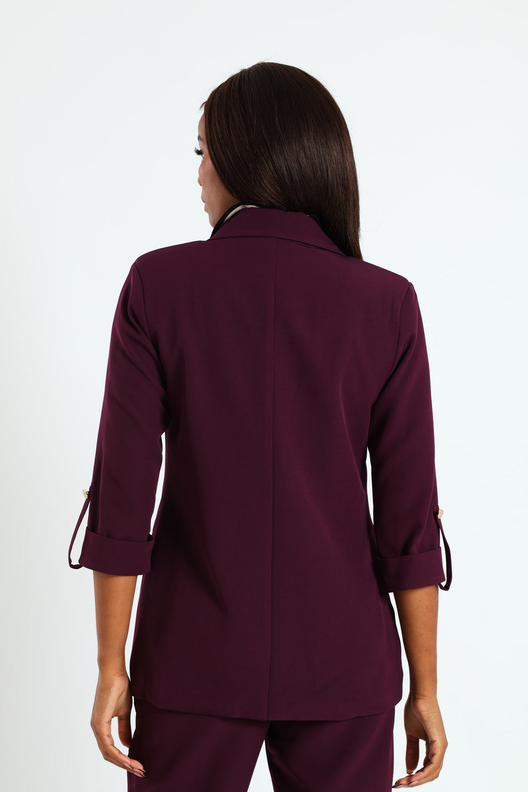 Turn Up Tab Blazer - Plum