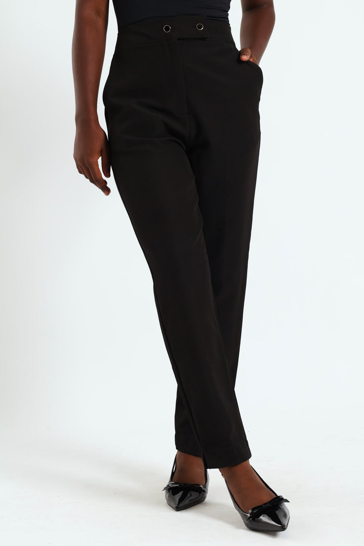 Extended Tab Slimleg Pants - Black