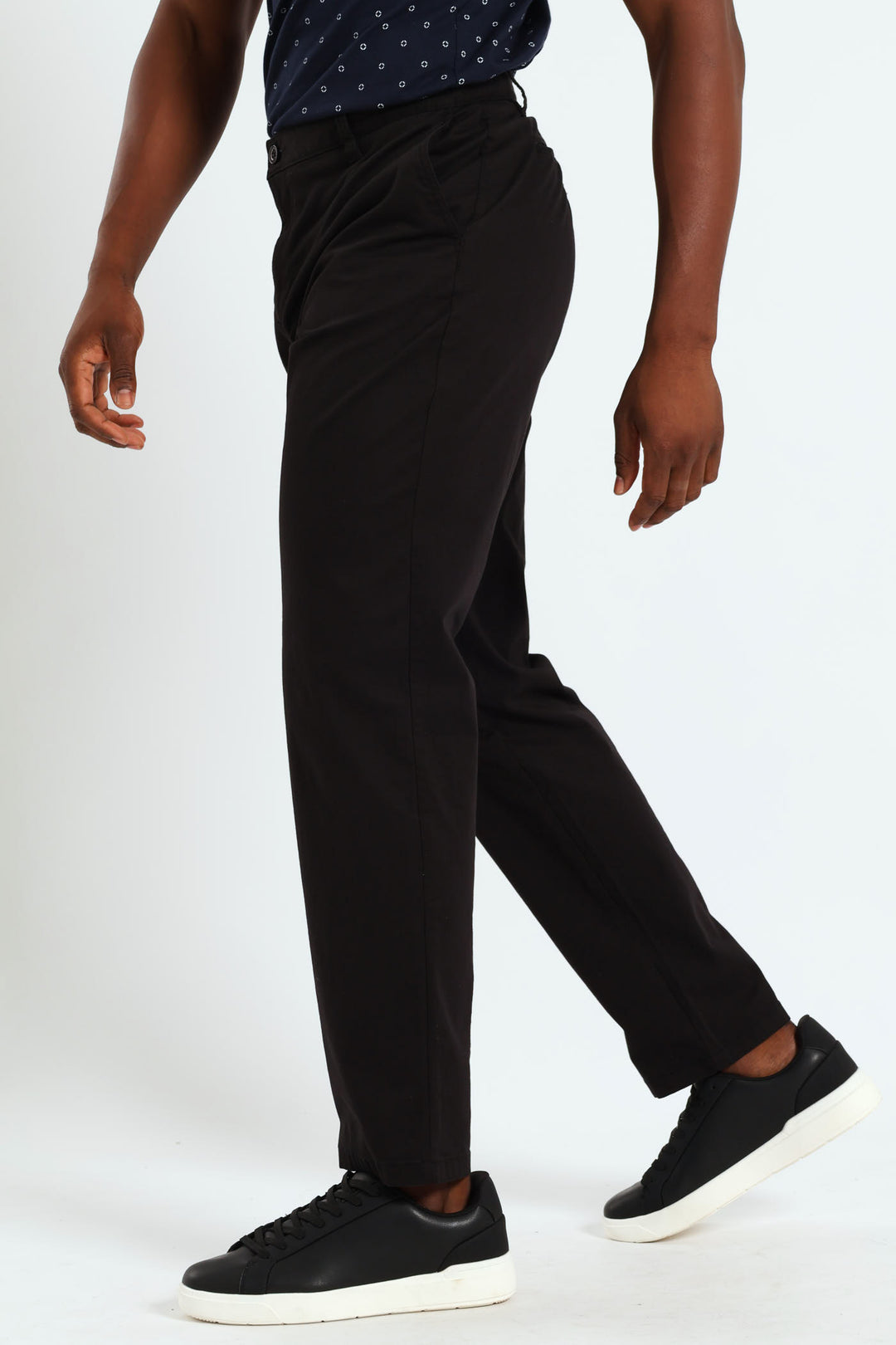 Basic Slim Stretch Chino Trousers - Black