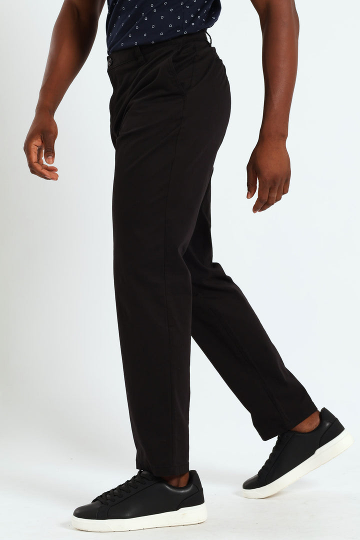 Basic Slim Stretch Chino Trousers - Black