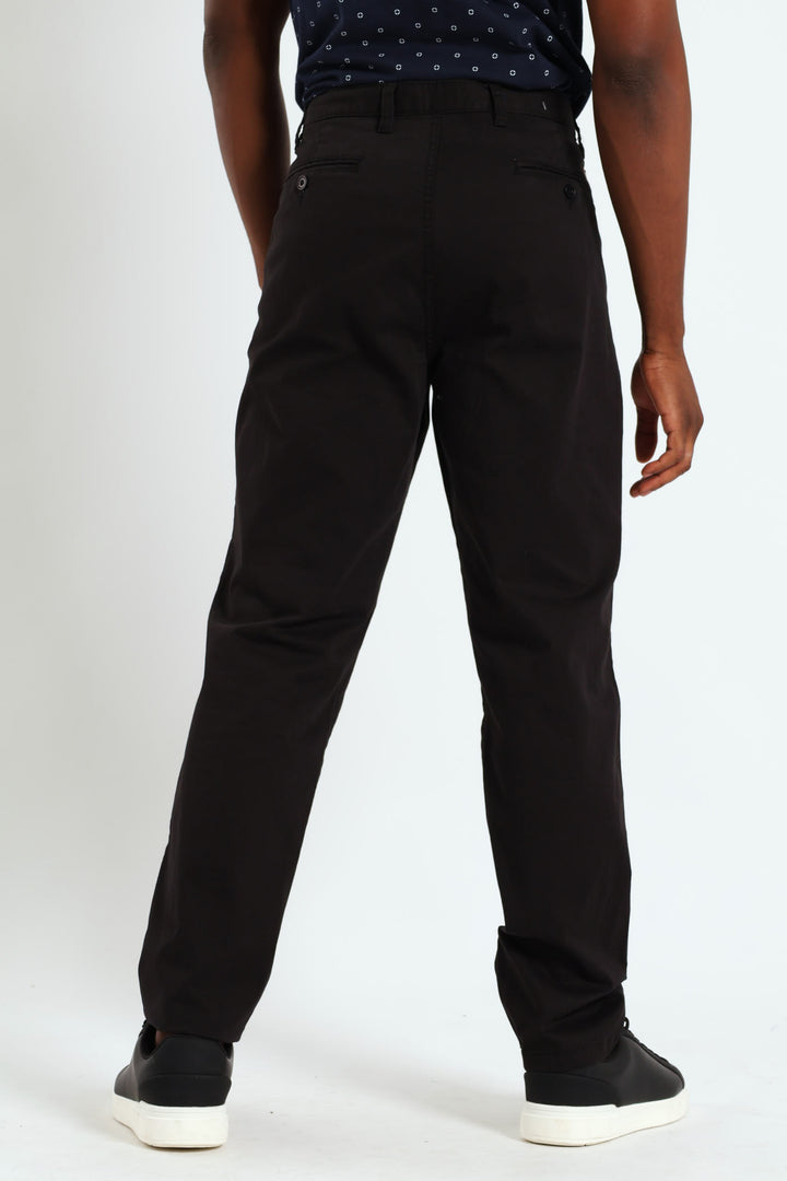 Basic Slim Stretch Chino Trousers - Black