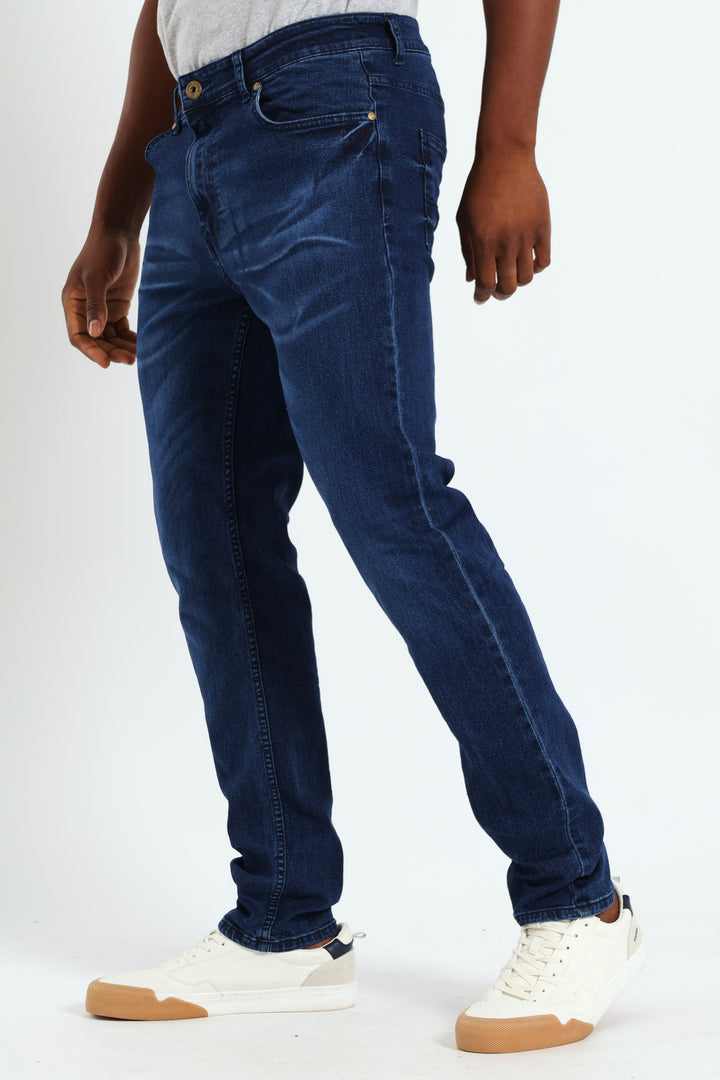 Mid Whisker Blast Skinny Denim - Denim