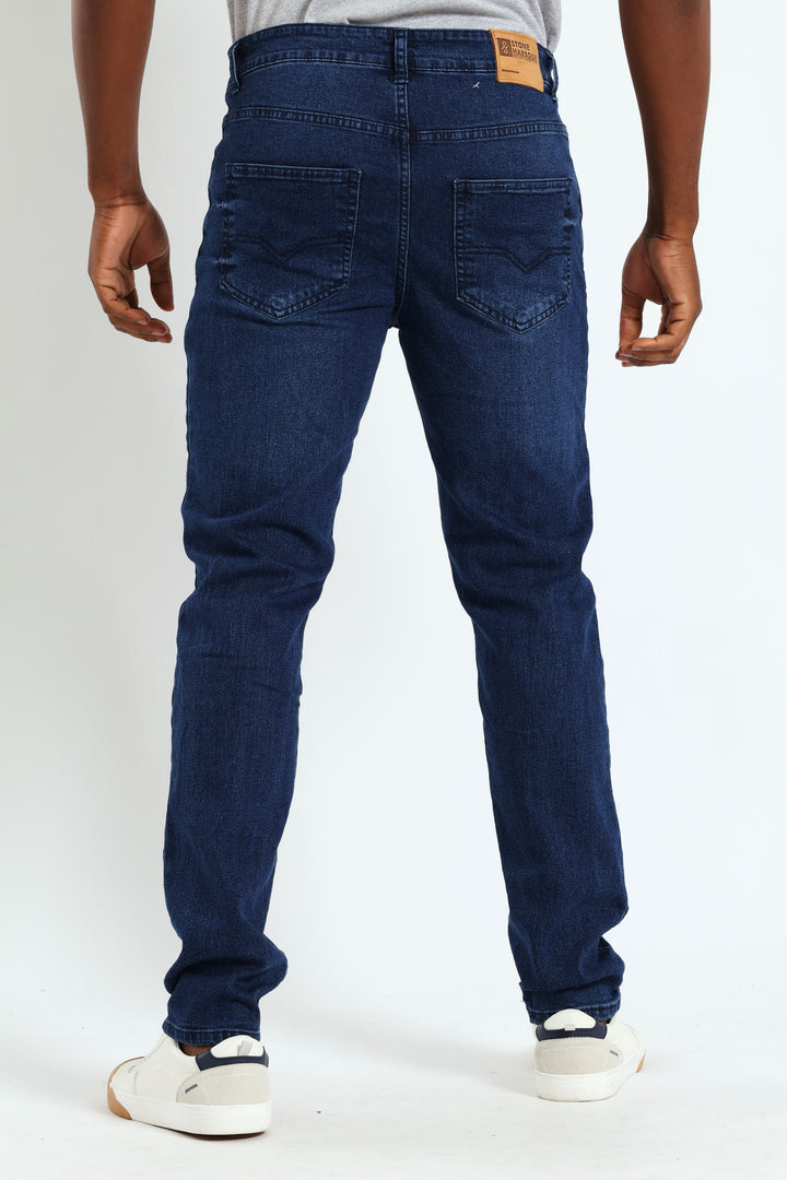 Mid Whisker Blast Skinny Denim - Denim