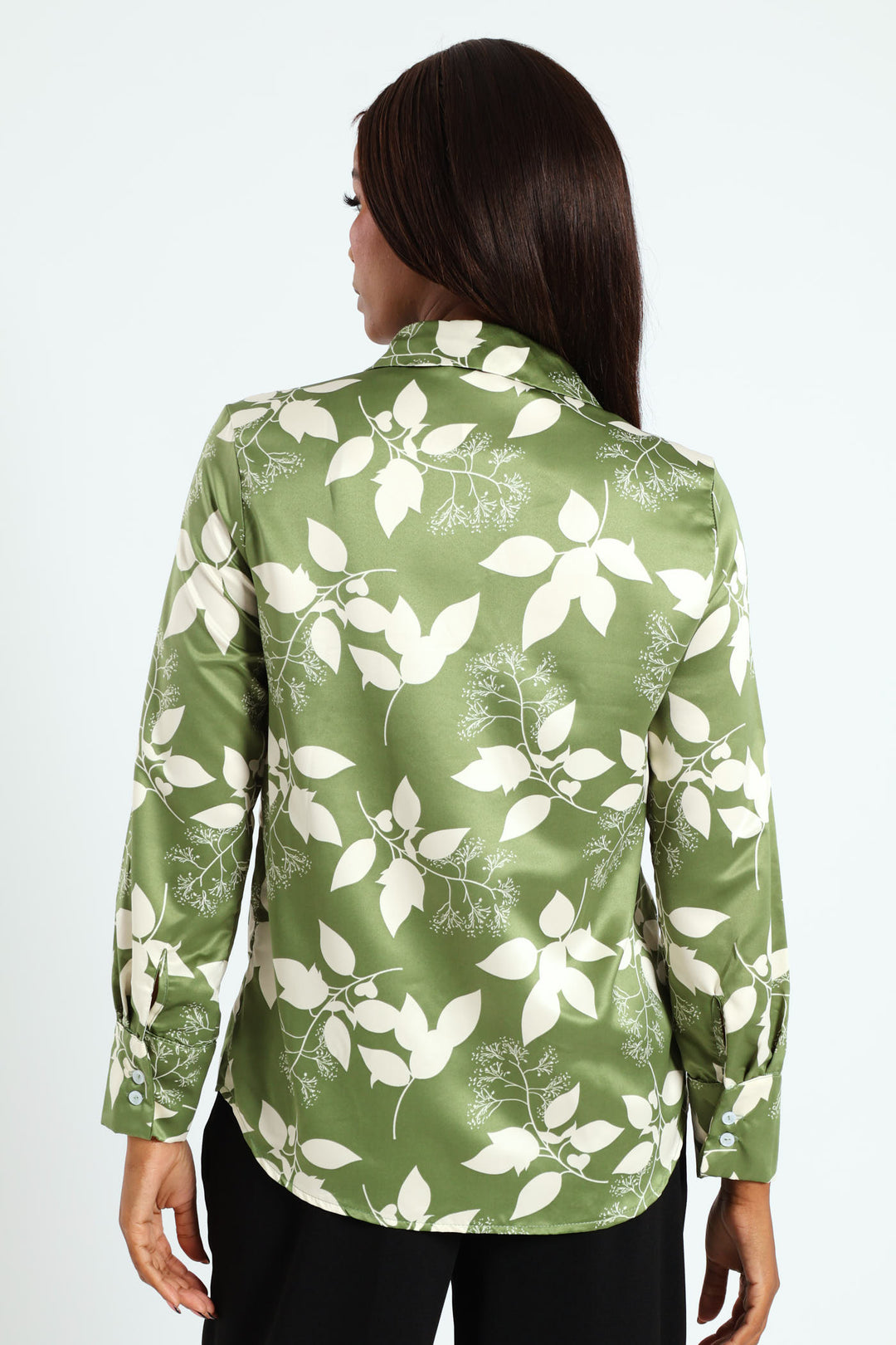 Floral Satin Shirt - Green