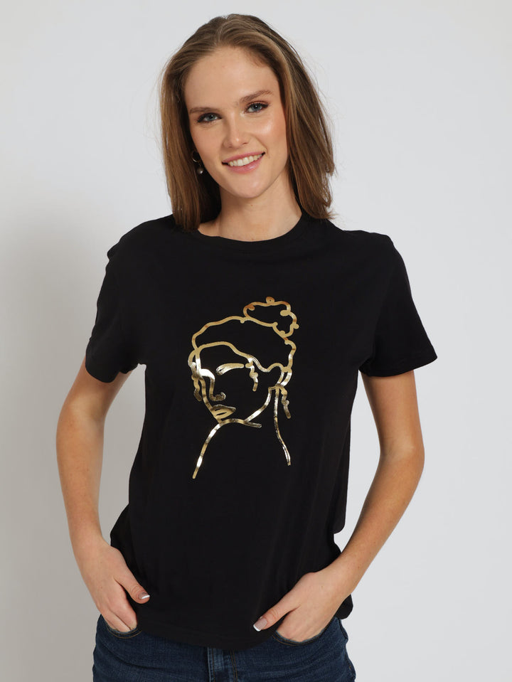 Golden Face Tee - Black