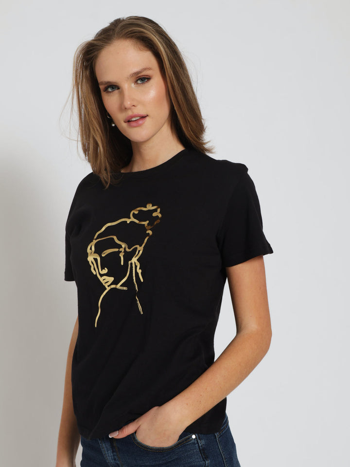 Golden Face Tee - Black