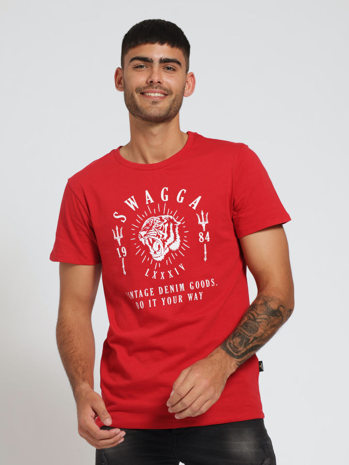 Basic Print Tee - Red