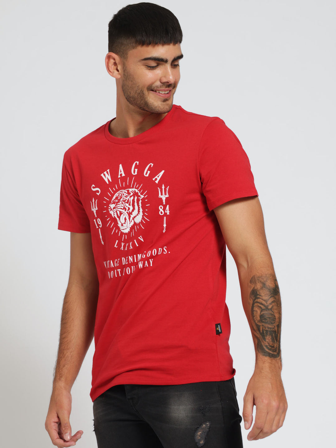 Basic Print Tee - Red