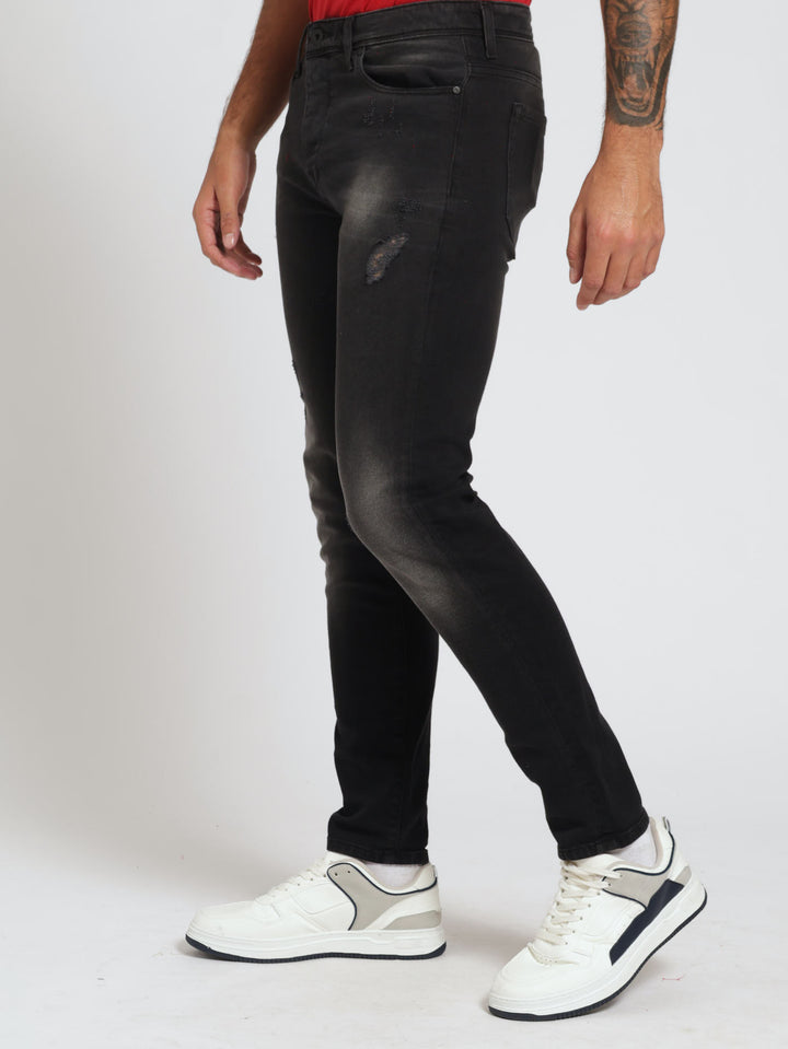 Ripped Vintage Sknny Denim Jeans - Black