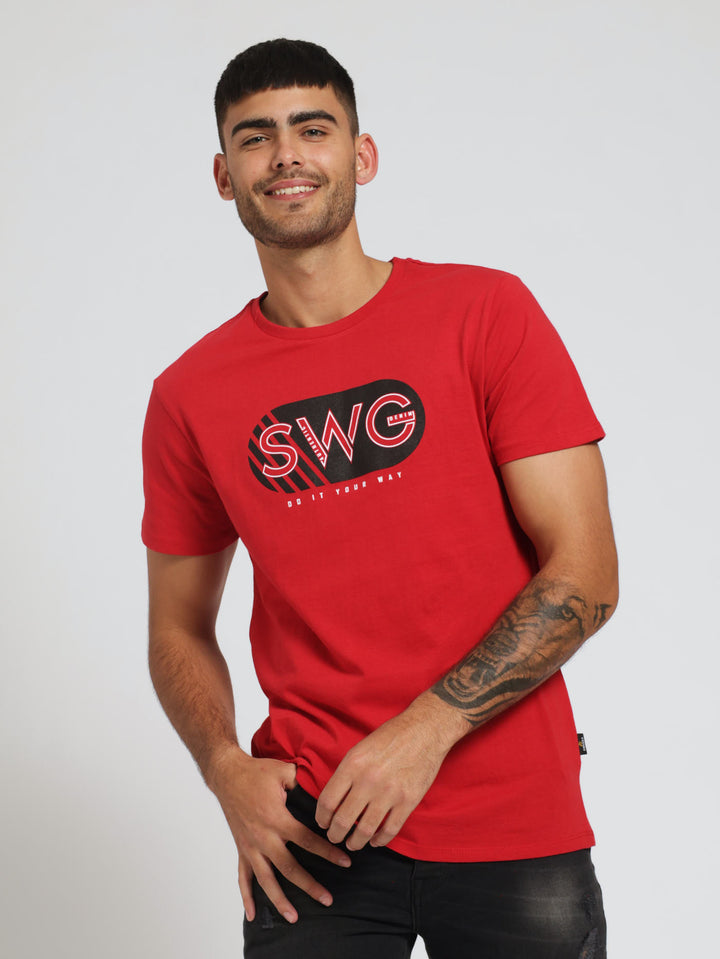 Basic Print Tee - Red