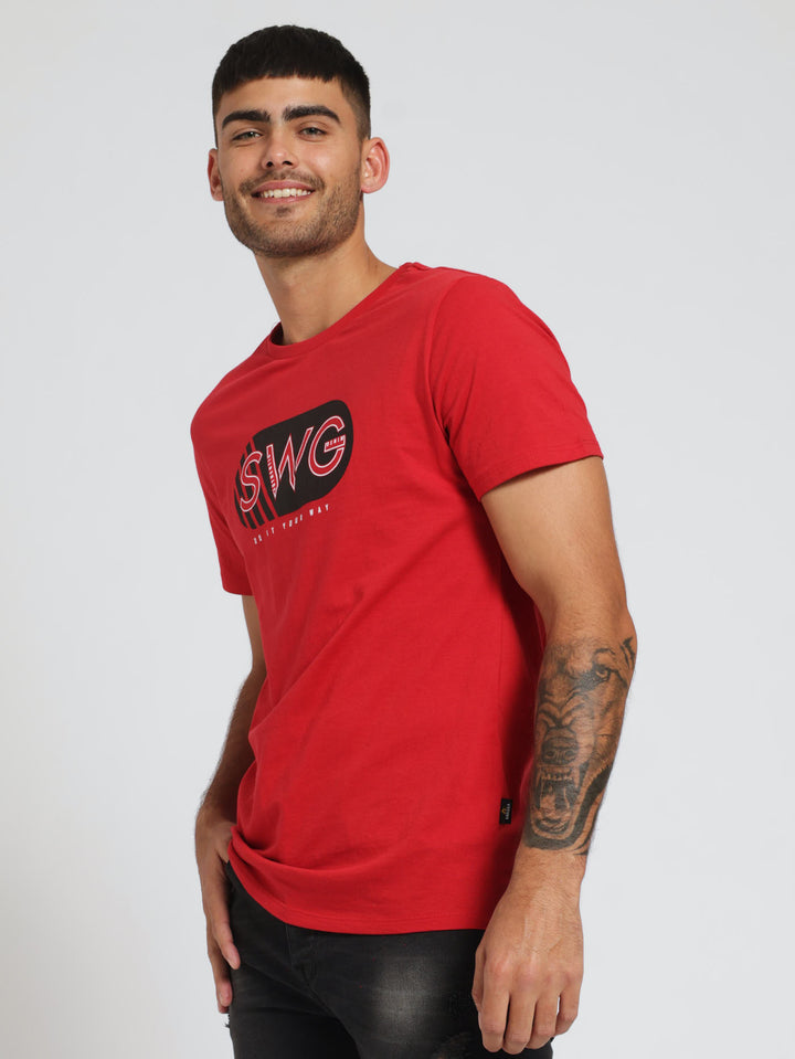 Basic Print Tee - Red