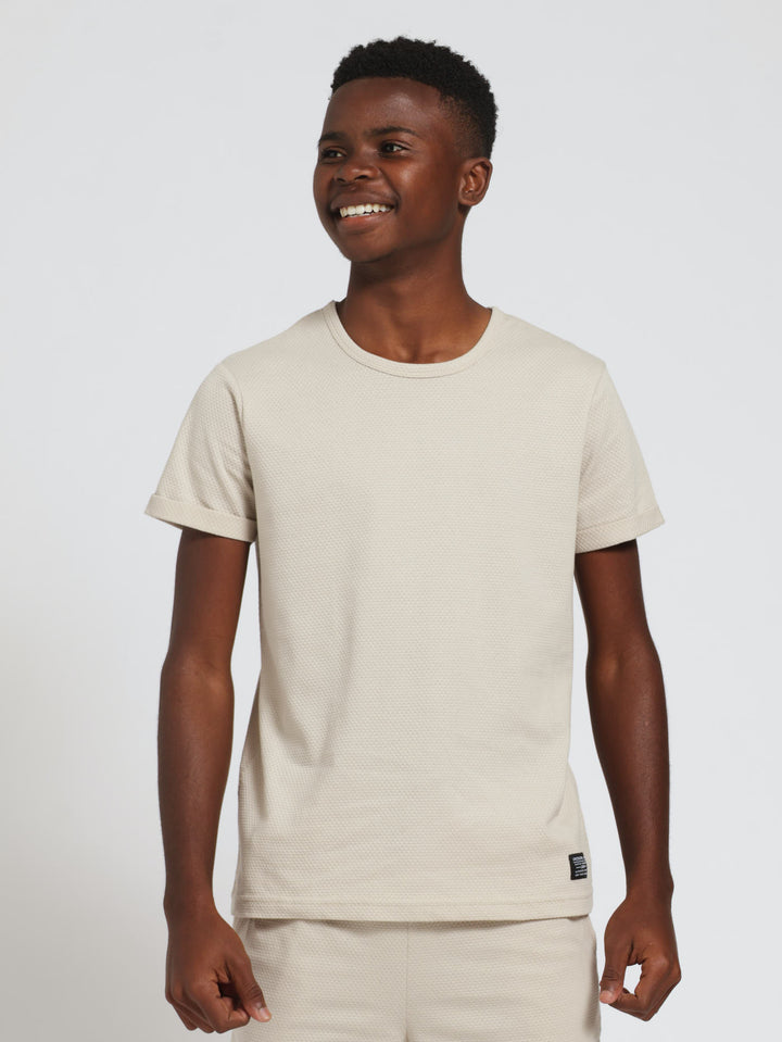 Boys Jacquard Tee - Taupe