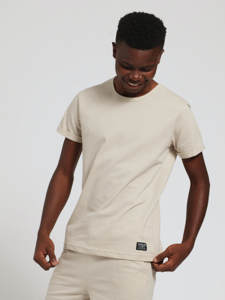 Boys Jacquard Tee - Taupe