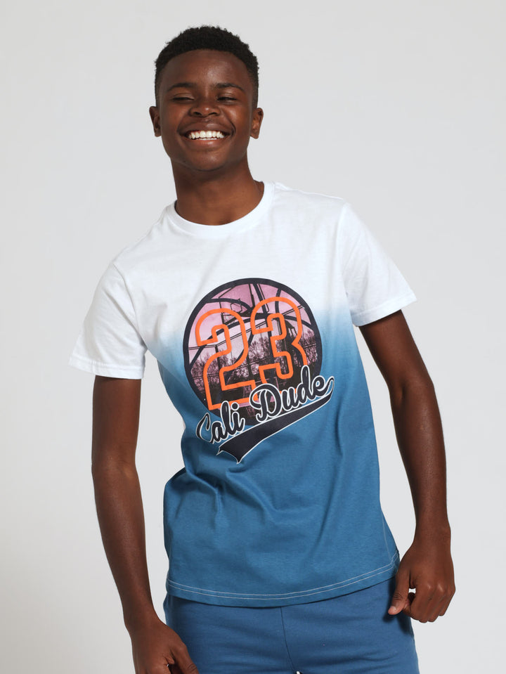 Boys Basketball Ombre Tee - White