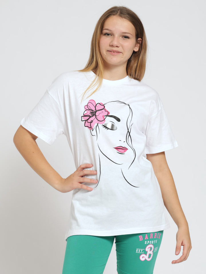 Face Oversized Tee - White