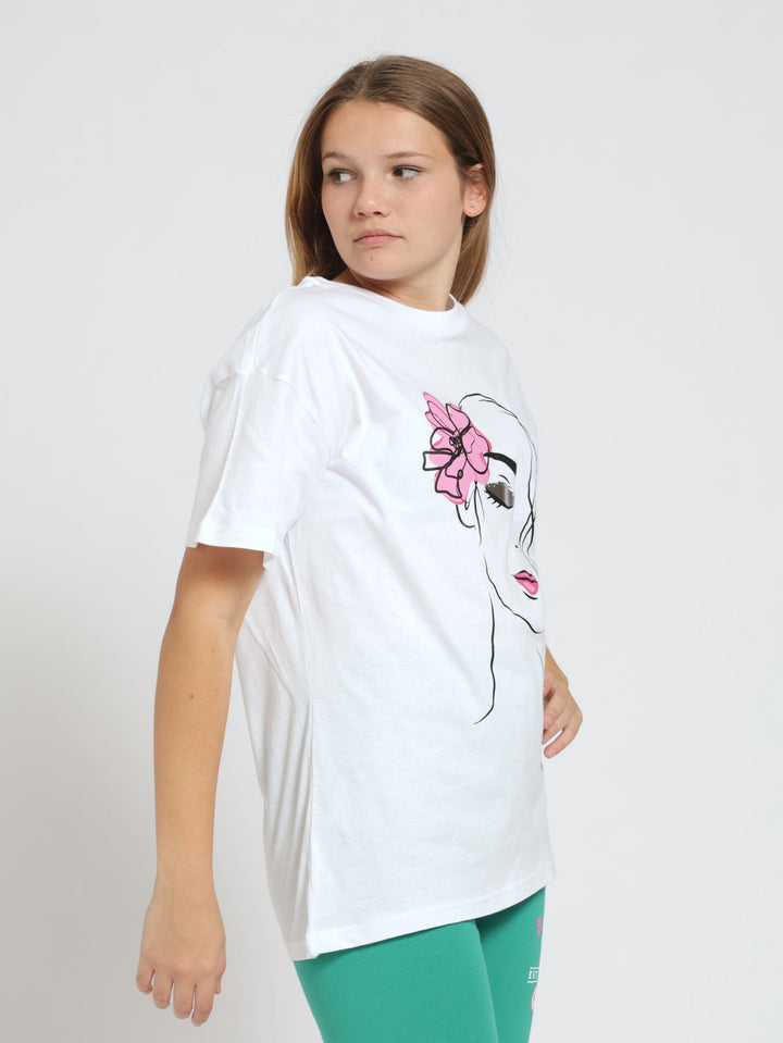 Face Oversized Tee - White